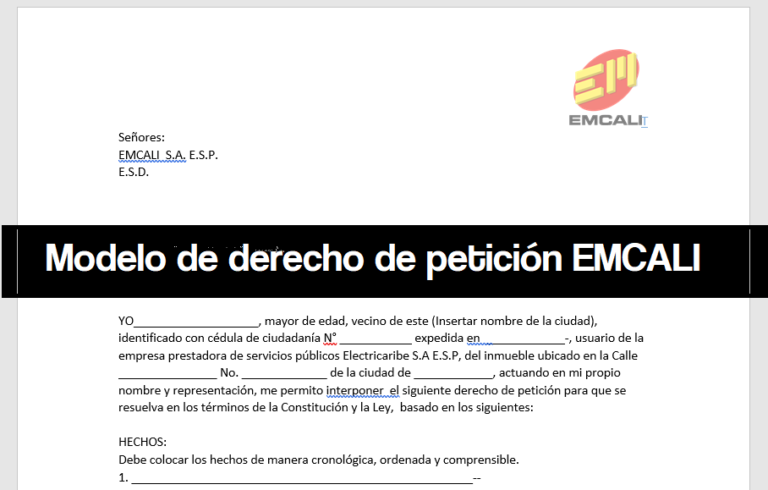 Modelo De Derecho De Petici N Para Emcali Tramitaloya Co