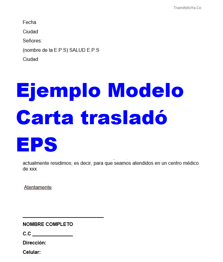 Ejemplo De Carta De Solicitud De Traslado De Eps Compartir Ejemplos