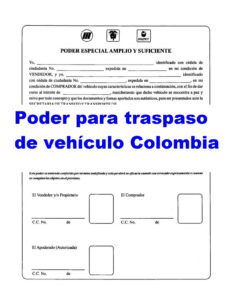Poder para traspaso de vehículo Colombia